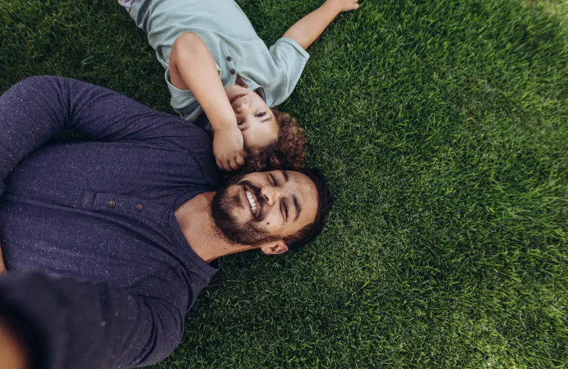 family in grass